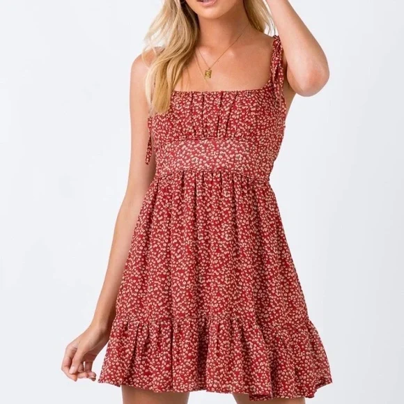 red floral dress princess polly Karena Mini Dress White / Red Floral